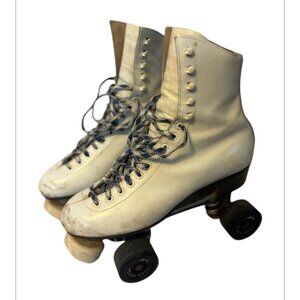 Riedell Vtg Red Wing Minnesota Free Style 220 Beige Leather High Top Skates 8